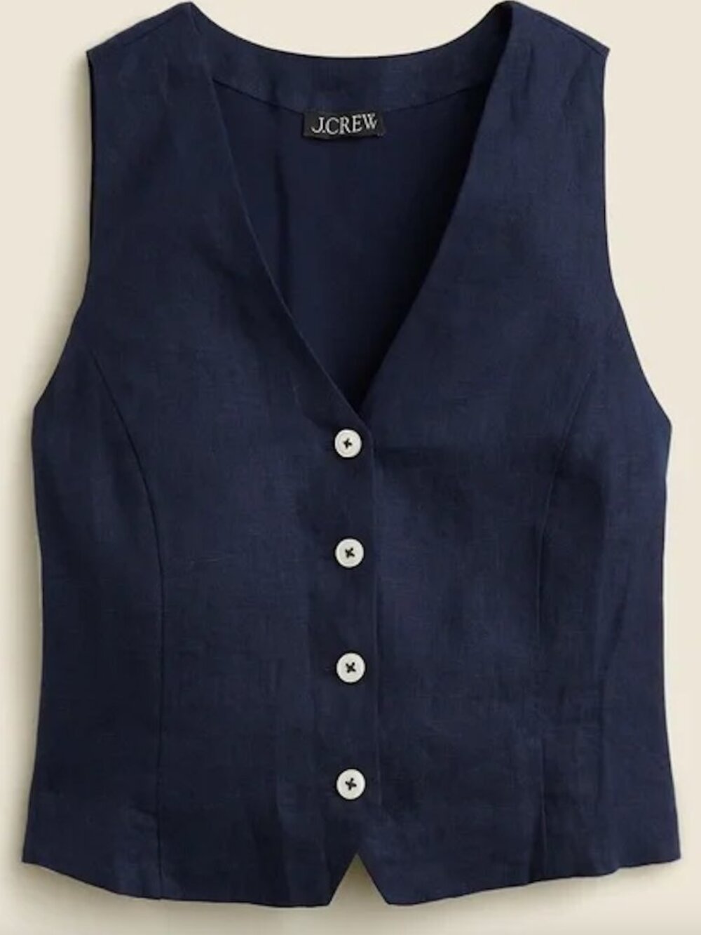 J.Crew slim fit navy blue linen vest